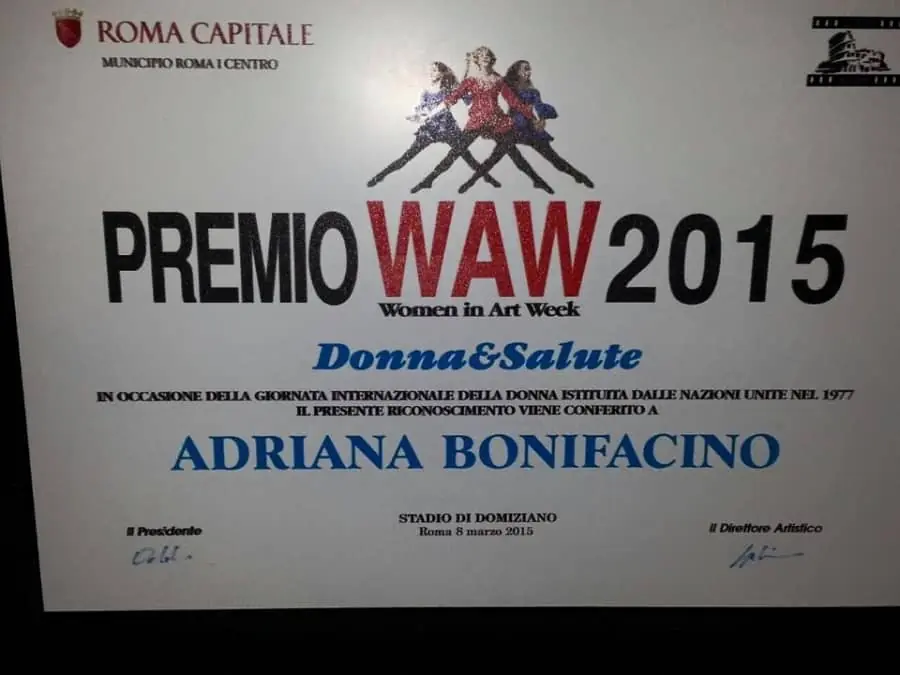 Riconoscimento: Premio WAW 2015 Women for Art Week – “Donna & Salute”