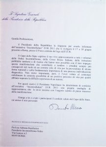 Riconoscimento del presidente della repubblica Giorgio Napolitano