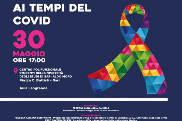 Immagine di copertina della notizia COMUNICATO STAMPA - E’ quanto emerge in un convegno promosso da IncontraDonna, AIOM e UniBA - TUMORE DEL SENO, IN PUGLIA -34% DI MAMMOGRAFIE A CAUSA DEL COVID “SERVONO SISTEMI INNOVATIVI PER FAVORIRE I TRE PROGRAMMI DI SCREENING”